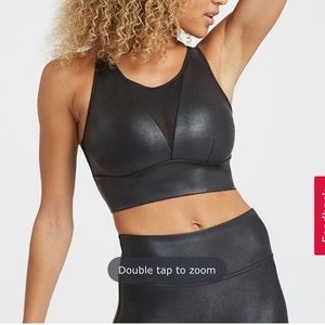 Spanx Faux Leather Medium Impact Sports Bra